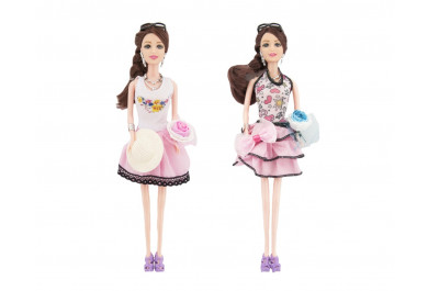 Kloubová plastová panenka ve stylových šatech 30cm 
