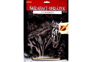 ArtLover Škrabací obrázek stříbrný 25x20 cm - Kůň