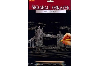ArtLover škrabací obrázek stříbrný 25x20 cm -  Tower Bridge