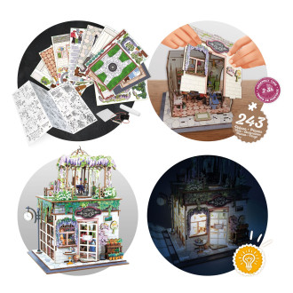 Buki Dřevěná 3D stavebnice Diorama Pekařství s LED osvětlením