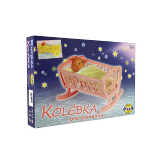 Postýlka pro panenky bez soupravy plast 32x47x26cm mix barev v krabici 48x33x8cm