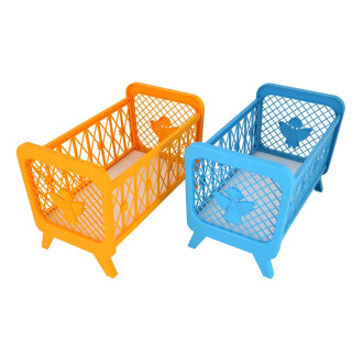 Postýlka pro panenky bez soupravy plast 32x47x26cm mix barev v krabici 48x33x8cm
