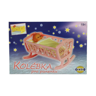 Postýlka pro panenky bez soupravy plast 32x47x26cm mix barev v krabici 48x33x8cm
