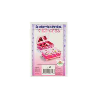 Skříňka šperkovnice Princess zrcadlo dřevo 17x7x11,5 cm
