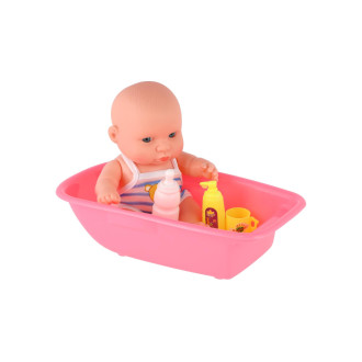 Miminko plast 18cm s doplňky ve vaničce v sáčku