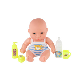 Miminko plast 18cm s doplňky ve vaničce v sáčku