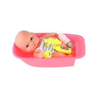 Miminko plast 18cm s doplňky ve vaničce v sáčku