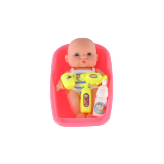 Miminko plast 18cm s doplňky ve vaničce v sáčku