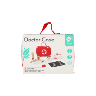 Sada doktor/lékař v tašce 19ks dřevo/plast v papírovém obalu 21x16x8cm