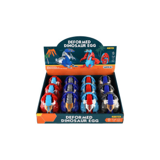 Dinosaurus/robot skládací vejce plast 11cm ve fólii 4 barvy 12ks v boxu