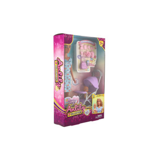 Panenka Anlily 30cm s holčičkou a kočárkem + doplňky plast v krabici 20x32x7cm