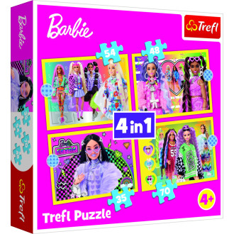 Puzzle 4v1 Šťastný svět Barbie 28,5x20,5cm v krabici 28x28x6cm