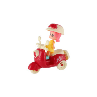 Panenka se skútrem plast 9cm s helmou 4 barvy na kartě 18x25x5cm