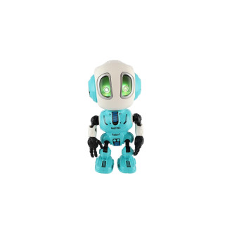 Robot ECHO opakující věty kovový 12cm modrý na baterie se zvukem se světlem v krabičce 10,5x15x5,5cm