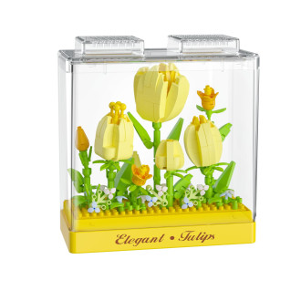 Stavebnice mini KOCO Tulipány plast 295ks v krabičce 11x12x5cm