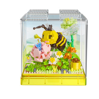 Stavebnice mini KOCO Včelka plast 668ks v krabičce 11x12x11cm