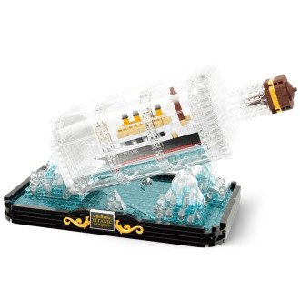 Stavebnice mini KOCO Titanic v láhvi plast 918ks v krabičce 14x18x8cm