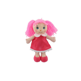 Panenka Mazlinka hadrová s růžovými vlásky látka 31cm 0m+