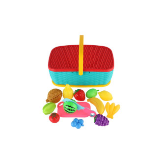 Piknikový košík - ovoce/zelenina krájecí 15ks plast 2 barvy 28x20cm