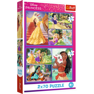 Puzzle 2x70 Disney Princezna - Pohádkové dny 27,5x18cm v krabici 19x29x4cm