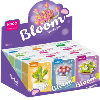 Stavebnice mini KOCO Sukulent v květináči plast mix druhů v krabičce 8x12x4cm 12ks v boxu