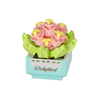 Stavebnice mini KOCO Sukulent v květináči plast mix druhů v krabičce 8x12x4cm 12ks v boxu