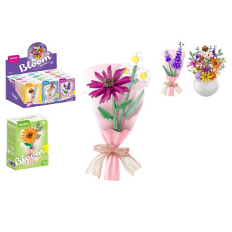 Stavebnice mini KOCO Malý pugét plast mix druhů v krabičce 8x12x4cm 12ks v boxu