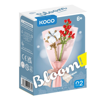 Stavebnice mini KOCO Malý pugét plast mix druhů v krabičce 8x12x4cm 12ks v boxu