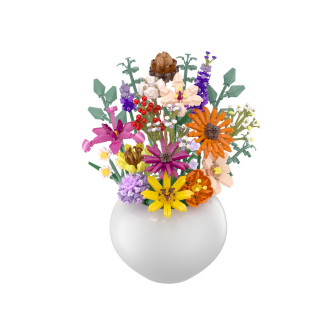 Stavebnice mini KOCO Malý pugét plast mix druhů v krabičce 8x12x4cm 12ks v boxu