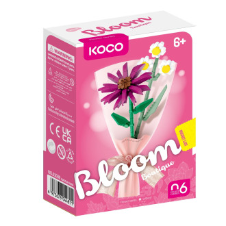 Stavebnice mini KOCO Malý pugét plast mix druhů v krabičce 8x12x4cm 12ks v boxu