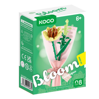 Stavebnice mini KOCO Malý pugét plast mix druhů v krabičce 8x12x4cm 12ks v boxu