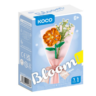 Stavebnice mini KOCO Malý pugét plast mix druhů v krabičce 8x12x4cm 12ks v boxu