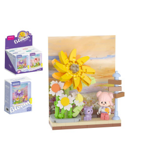 Stavebnice mini KOCO Květinová scenérie plast 6 druhů v krabičce 10x14x6cm 6ks v boxu