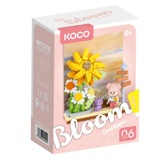 Stavebnice mini KOCO Květinová scenérie plast 6 druhů v krabičce 10x14x6cm 6ks v boxu