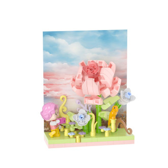 Stavebnice mini KOCO Květinová scenérie plast 6 druhů v krabičce 10x14x6cm 6ks v boxu