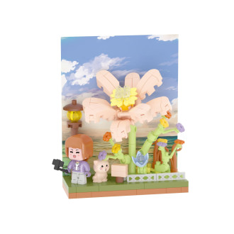 Stavebnice mini KOCO Květinová scenérie plast 6 druhů v krabičce 10x14x6cm 6ks v boxu