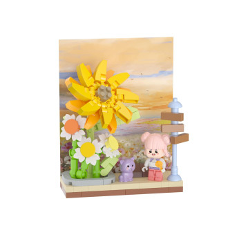 Stavebnice mini KOCO Květinová scenérie plast 6 druhů v krabičce 10x14x6cm 6ks v boxu