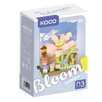 Stavebnice mini KOCO Květinová scenérie plast 6 druhů v krabičce 10x14x6cm 6ks v boxu