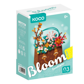Stavebnice mini KOCO Květina v kabelce plast 267ks v krabičce 11x15x6cm