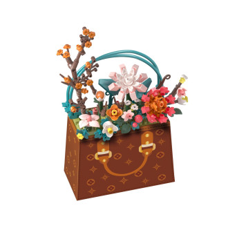Stavebnice mini KOCO Květina v kabelce plast 267ks v krabičce 11x15x6cm