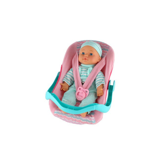 Panenka miminko plast/látka 30cm měkké tělo v nosítku/autosedačce s dudlíkem 2 barvy v blistru