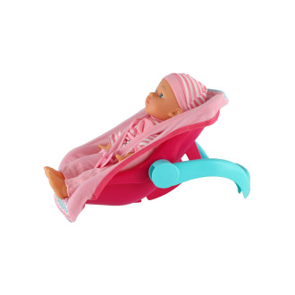 Panenka miminko plast/látka 30cm měkké tělo v nosítku/autosedačce s dudlíkem 2 barvy v blistru