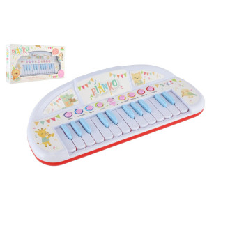 Piánko zvířátka plast 35cm pro nejmenší na baterie se zvukem v krabici 43x24x9cm