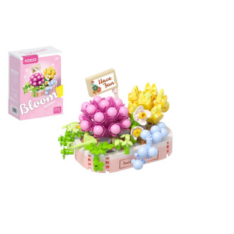 Stavebnice mini KOCO Květinové aranžmá sukulentů plast 249 dílků v krabičce 11x15x6cm