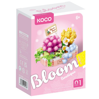 Stavebnice mini KOCO Květinové aranžmá sukulentů plast 249 dílků v krabičce 11x15x6cm