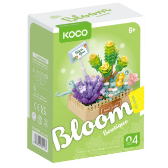 Stavebnice mini KOCO Květinové aranžmá sukulentů plast 232 dílků v krabičce 11x15x6cm