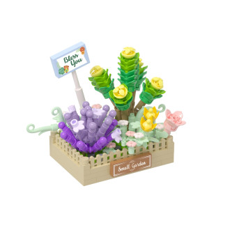 Stavebnice mini KOCO Květinové aranžmá sukulentů plast 232 dílků v krabičce 11x15x6cm