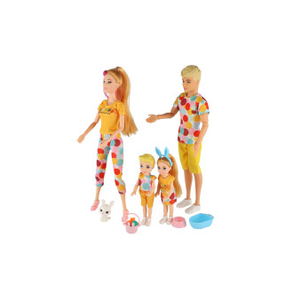 Panenka s panáčkem 30cm s dětmi 2ks - rodina plast s doplňky v krabici 29x30x6cm