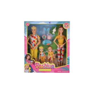 Panenka s panáčkem 30cm s dětmi 2ks - rodina plast s doplňky v krabici 29x30x6cm