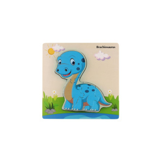 Vkládačka/Puzzle deskové dřevo dinosauři mix druhů v sáčku 16x15cm
